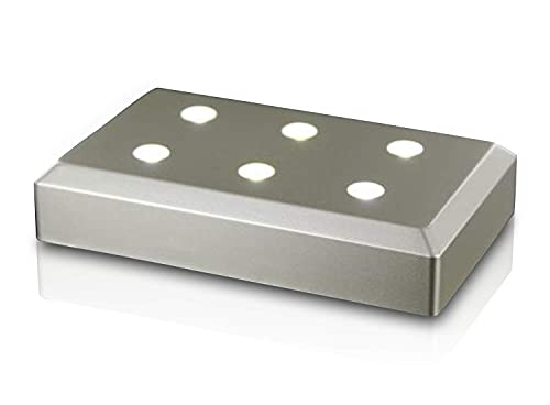 VIP-LASER LED LEUCHTSOCKEL | Perfekt um Glaskristalle perfekt in das richtige Licht zu setzen (6 LED (100x60x20mm), Silber) von VIP-LASER