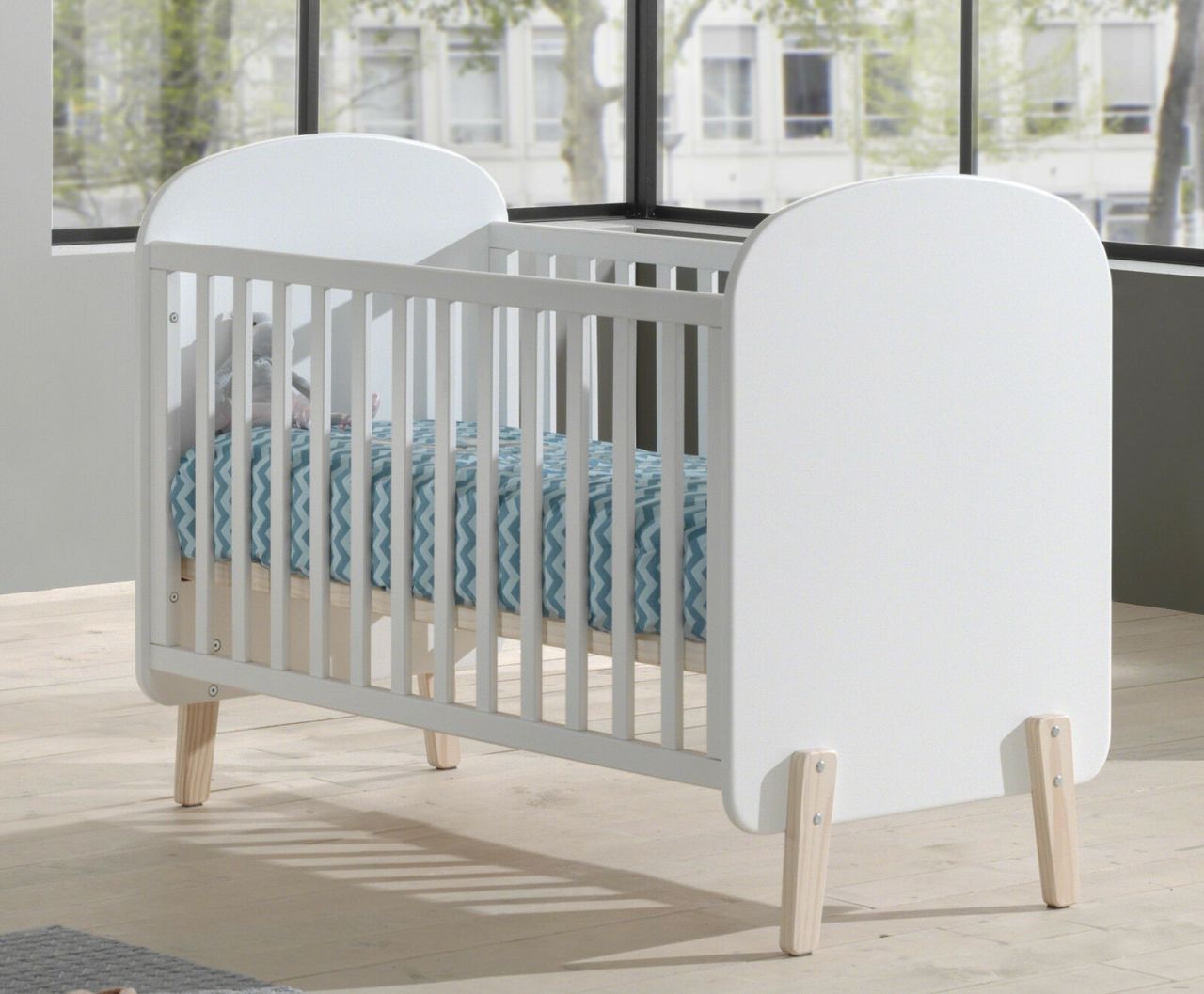 Babybett 60x120 Kinderbett Gitterbett Babymöbel Babyzimmer Weiß Rausfallschutz von VIPACK
