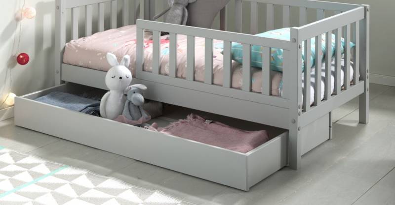 Bettschublade zum Juniorbett- 70 x 140 Stauraum Unterbettschublade-Grau von VIPACK