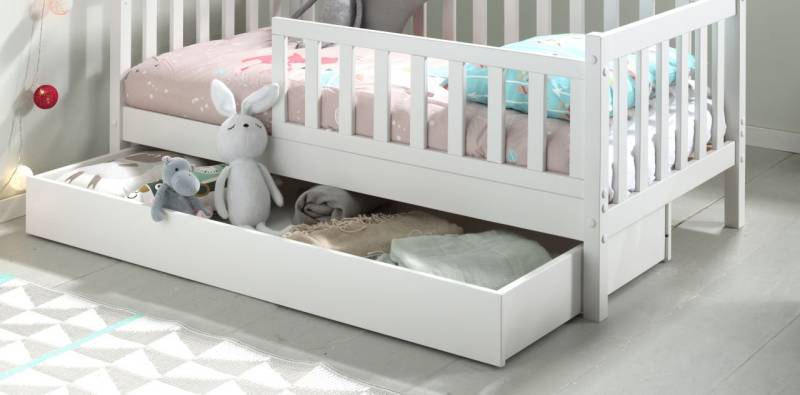Bettschublade zum Juniorbett- 70 x 140 Stauraum Unterbettschublade-Weiß von VIPACK