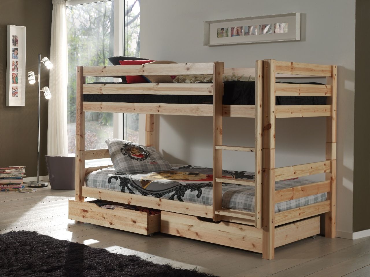 Etagenbett 90x200 Bettschublade Kinderbett Hochbett Spielbett Massivholz geteilt von VIPACK