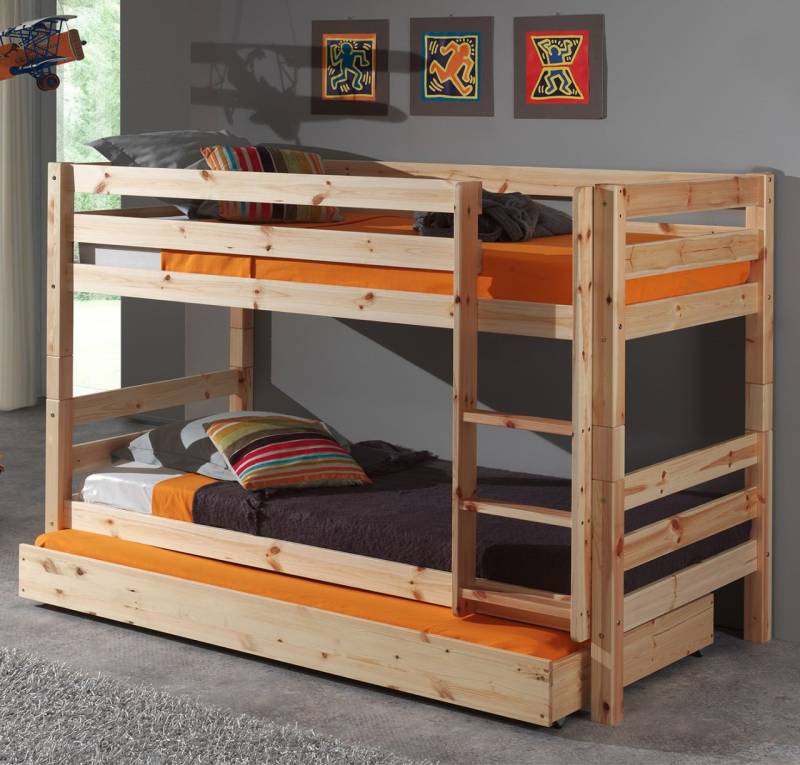 Etagenbett 90x200 Bettschublade Kinderbett Hochbett Spielbett Massivholz geteilt von VIPACK