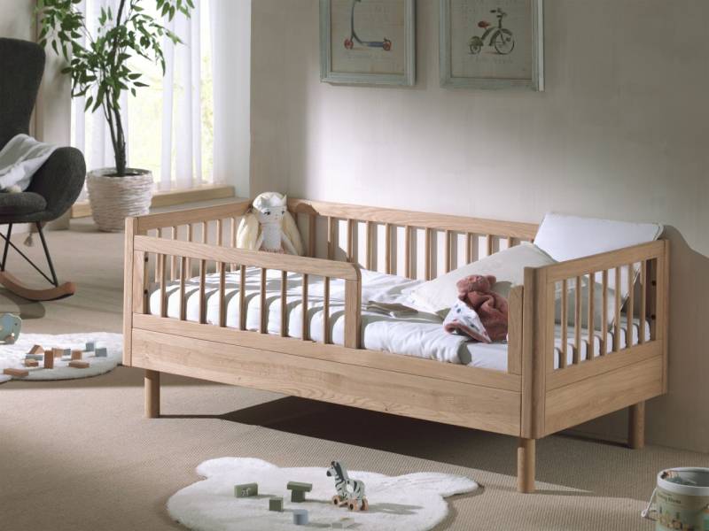 Juniorbett Rausfallschutz Kinderbett Gitterbett 70x140 Eiche massiv natur geölt von VIPACK