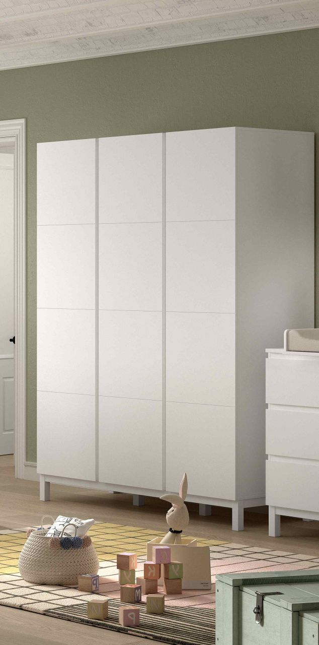 Kleiderschrank 3-trg. Jugendschrank Wäscheschrank Kinderschrank weiß lackiert von VIPACK