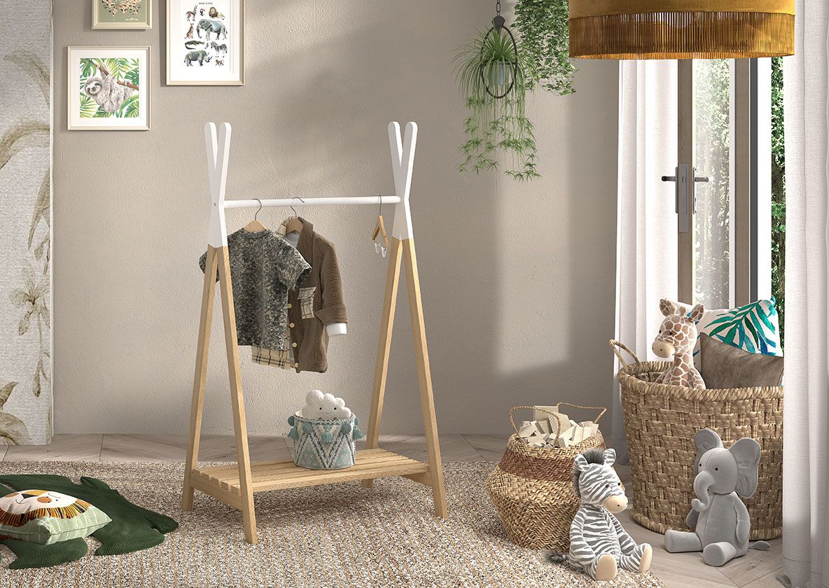 Kleiderständer Kleiderstange Garderobenständer Kinderzimmer Skandi Kiddy Holz von VIPACK