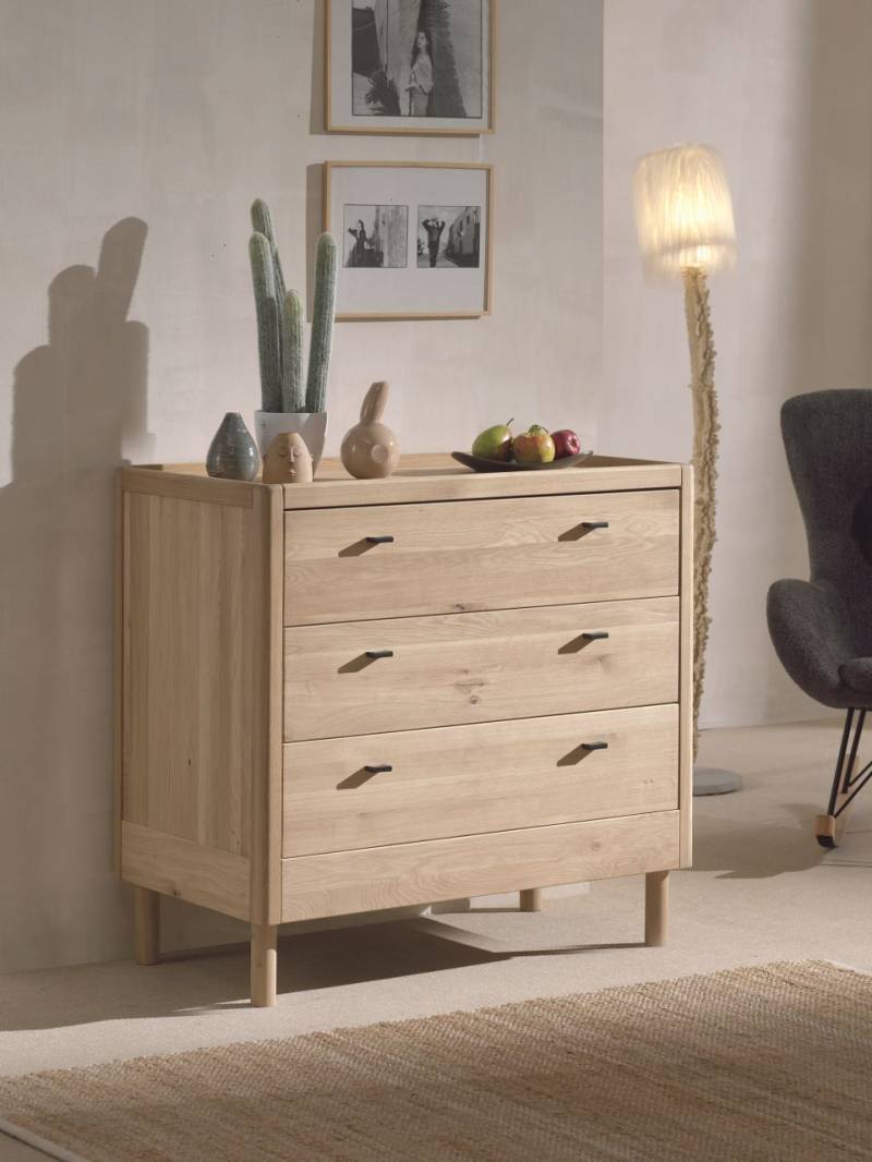 Kommode Wickelkommode 3 Schubladen Sideboard Eiche Massivholz natur geölt von VIPACK