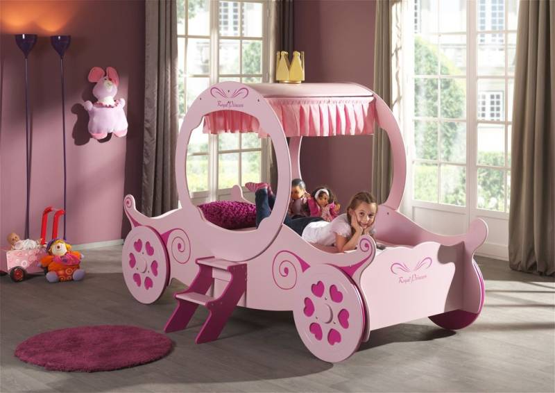 Kutschenbett Autobett Matratze 90x200 Car Kinderbett Prinzessin rosa Märchen von VIPACK