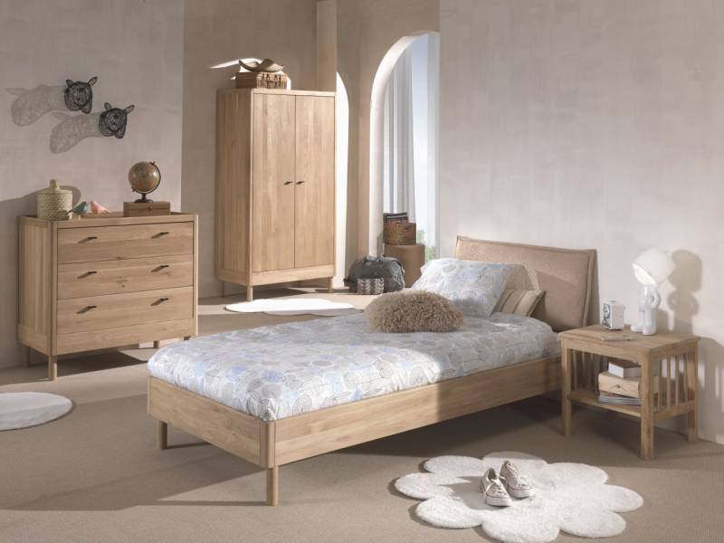 Set Futonbett Stoff Schrank 2T Nachtkonsole Kommode Lattenrost Eiche massiv Set Futonbett Stoff Schrank 2T Nachtkonsole Kommode Lattenrost Eiche massiv von VIPACK