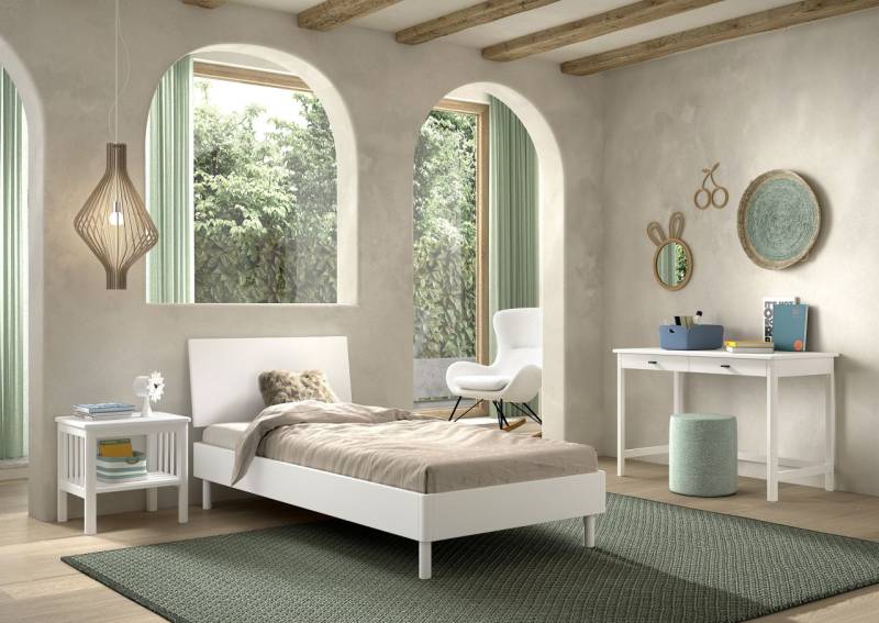 Set Futonbett Nachtkonsole Schreibtisch Jugendzimmer Buche massiv Weiß lackiert Set Futonbett Nachtkonsole Schreibtisch Jugendzimmer Buche massiv Weiß lackiert von VIPACK