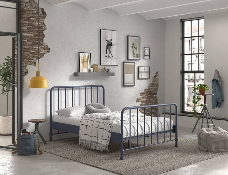 Metallbett 140x200 Bett Jugendbett Gästebett Kinderbett Lattenrost Blau von VIPACK