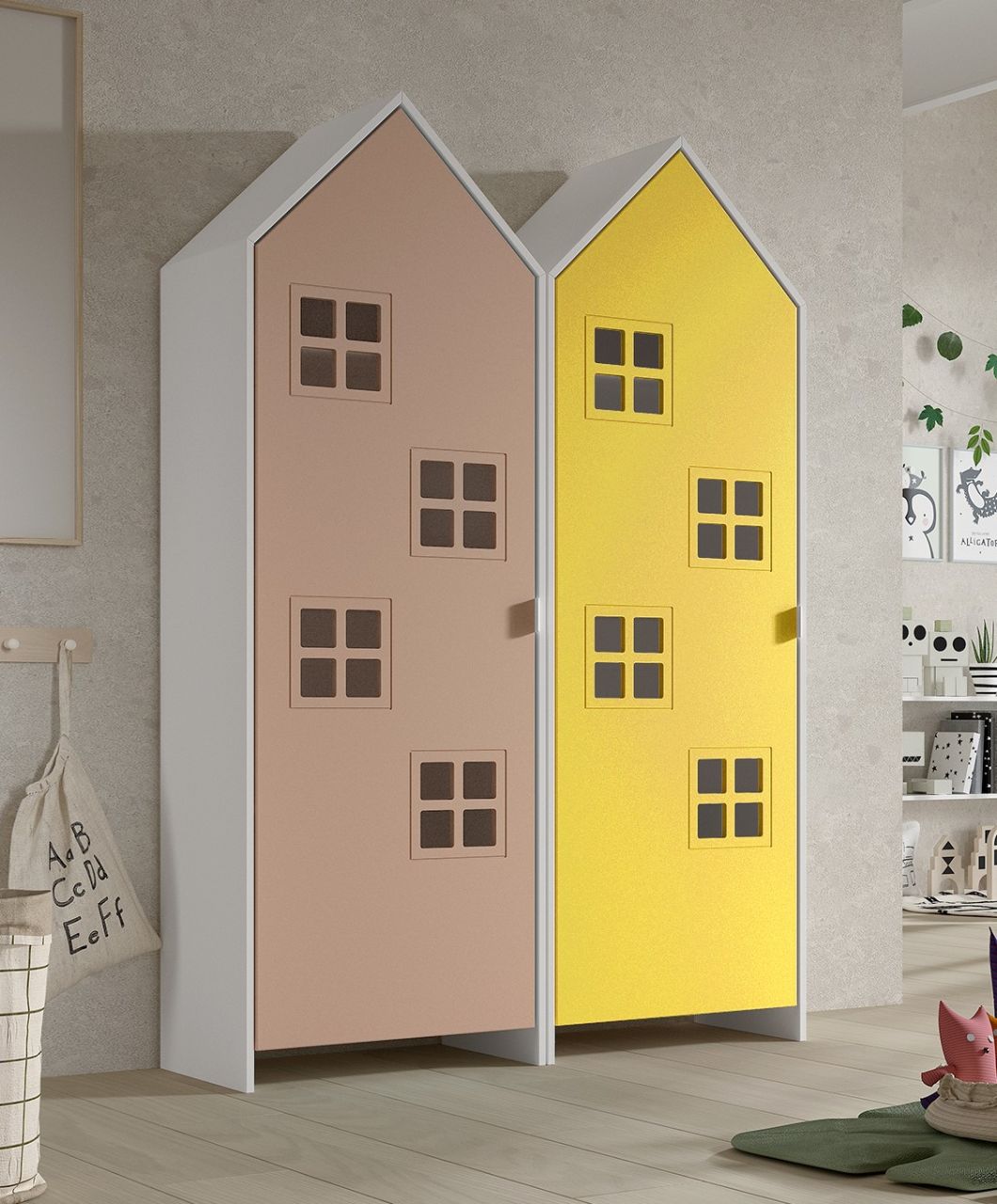 Set: 2 Schränke 1-türig CASAMI BRUGES Jugendschrank Wäscheschrank Weiß Pink Gelb Set: 2 Schränke 1-türig CASAMI BRUGES Jugendschrank Wäscheschrank Weiß Pink Gelb von VIPACK