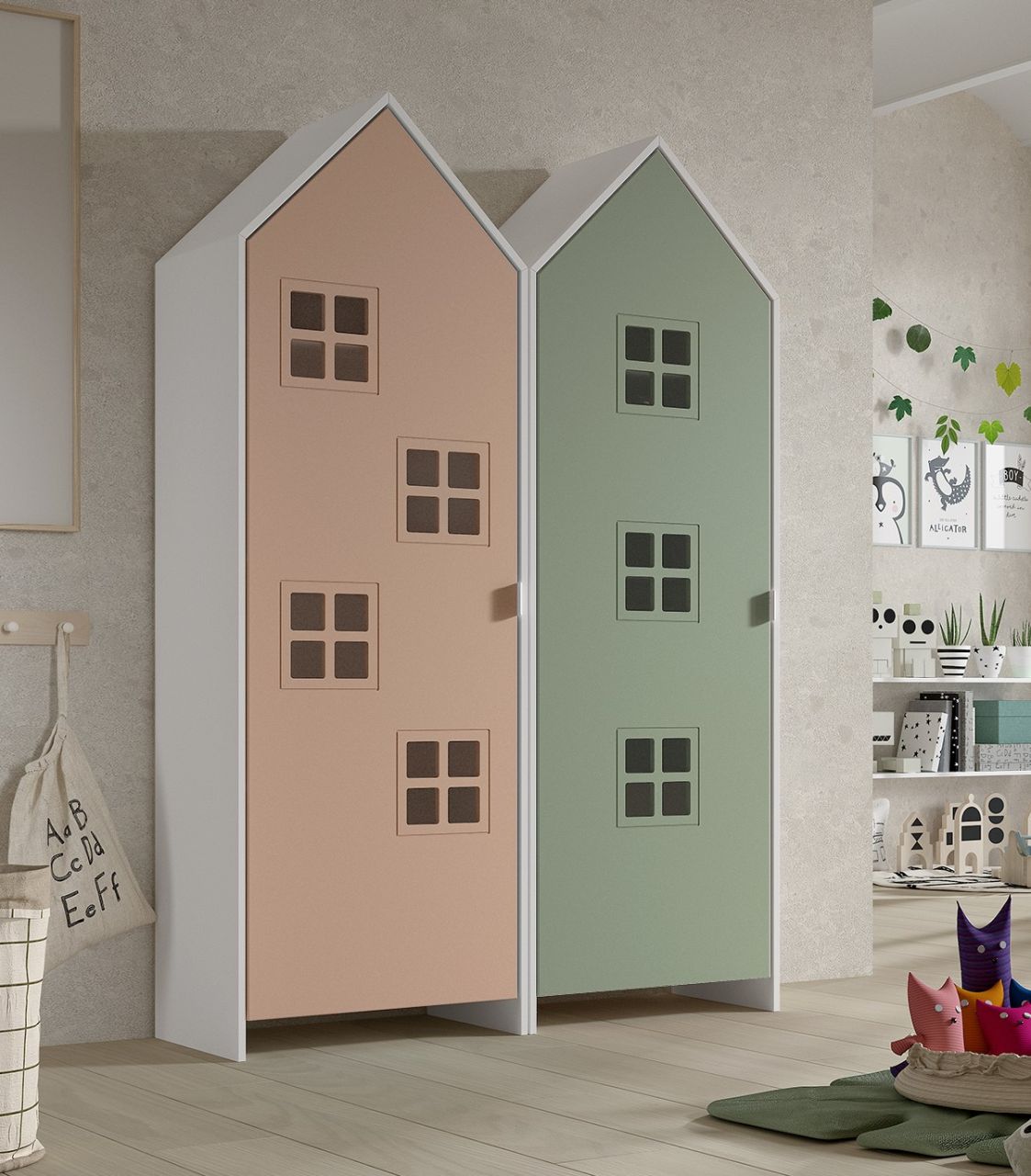Set: 2 Schränke 1-türig CASAMI BRUGES Jugendschrank Wäscheschrank Weiß Pink Grün Set: 2 Schränke 1-türig CASAMI BRUGES Jugendschrank Wäscheschrank Weiß Pink Grün von VIPACK