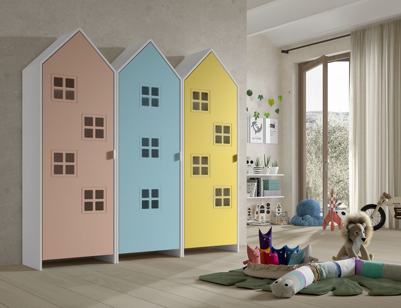 Set: 3 Schränke 1T CASAMI BRUGES Jugendschrank Wäscheschrank Weiß Blau Pink Gelb Set: 3 Schränke 1T CASAMI BRUGES Jugendschrank Wäscheschrank Weiß Blau Pink Gelb von VIPACK