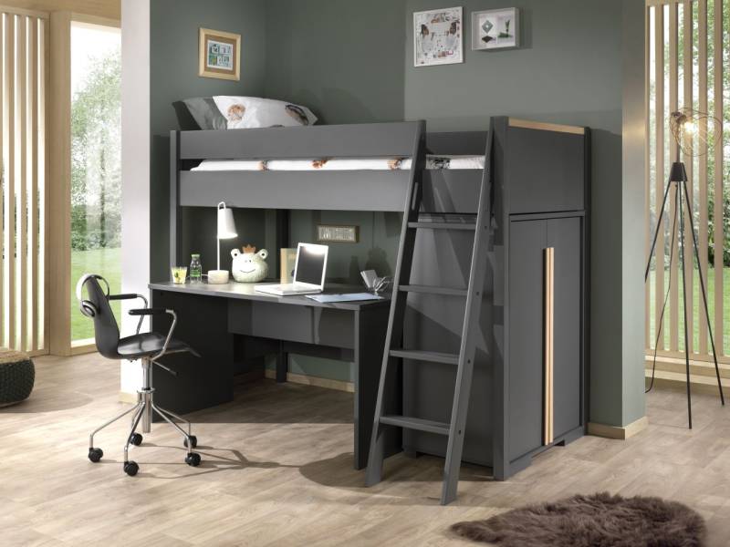 Set Hochbett 90 x 200 Wäscheschrank Schreibtisch - Kinderzimmer Jugendzimmer von VIPACK