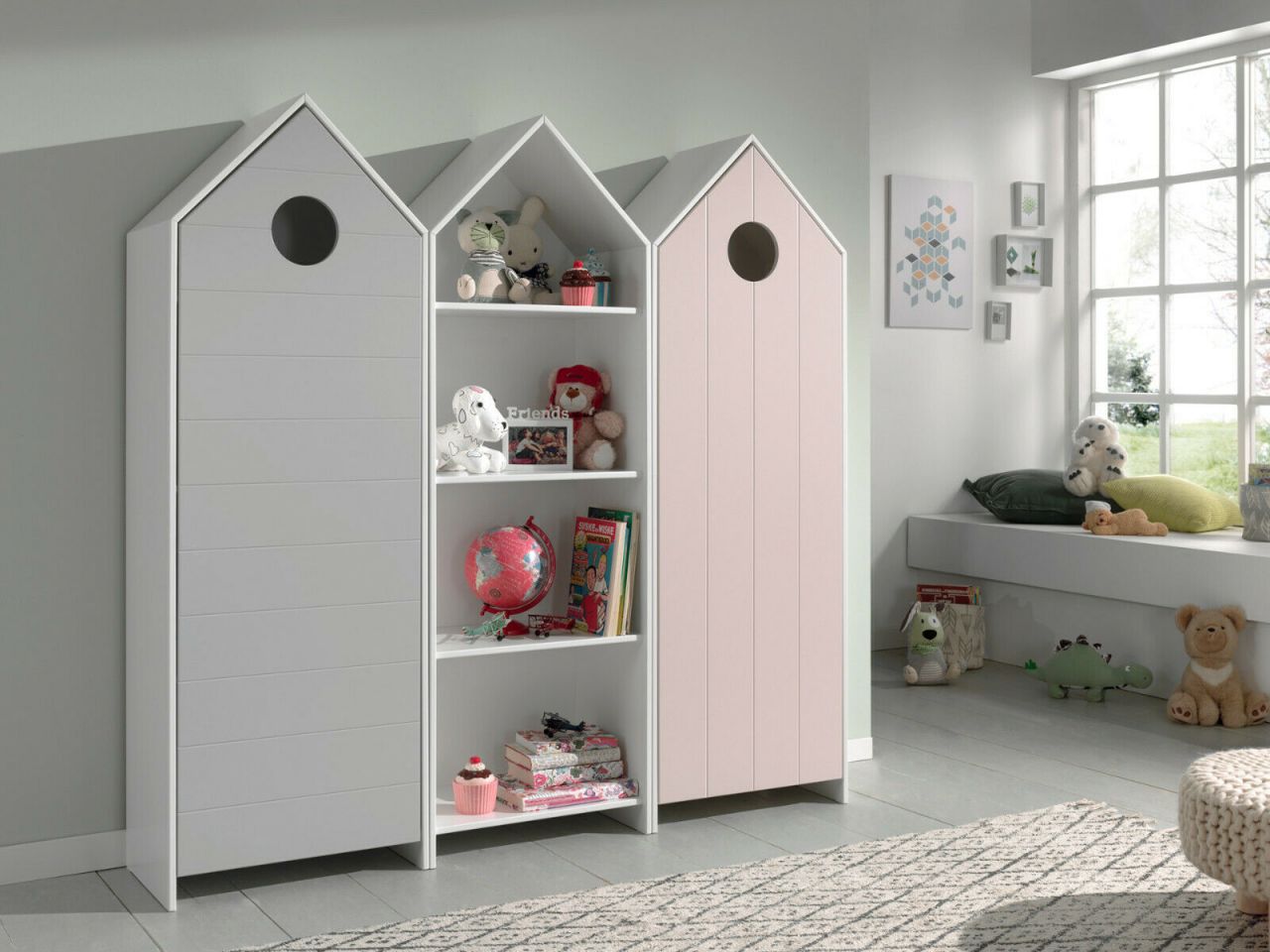 Vipack: Artikelset "CASAMI" 3- Teilig- Schrank Wäscheschrank -Weiß / Grau / Pink von VIPACK