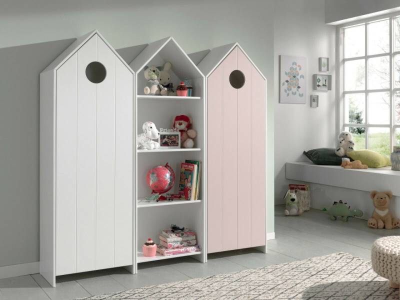 Vipack: Artikelset "CASAMI" 3- Teilig- Schrank Wäscheschrank - Weiß / Pink von VIPACK