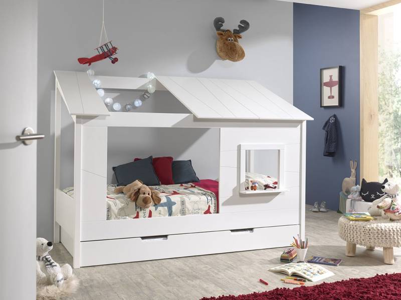 Vipack: Baumhaus + Bettschublade - Spielbett Hausbett Kinderbett Jugendbett Weiß von VIPACK