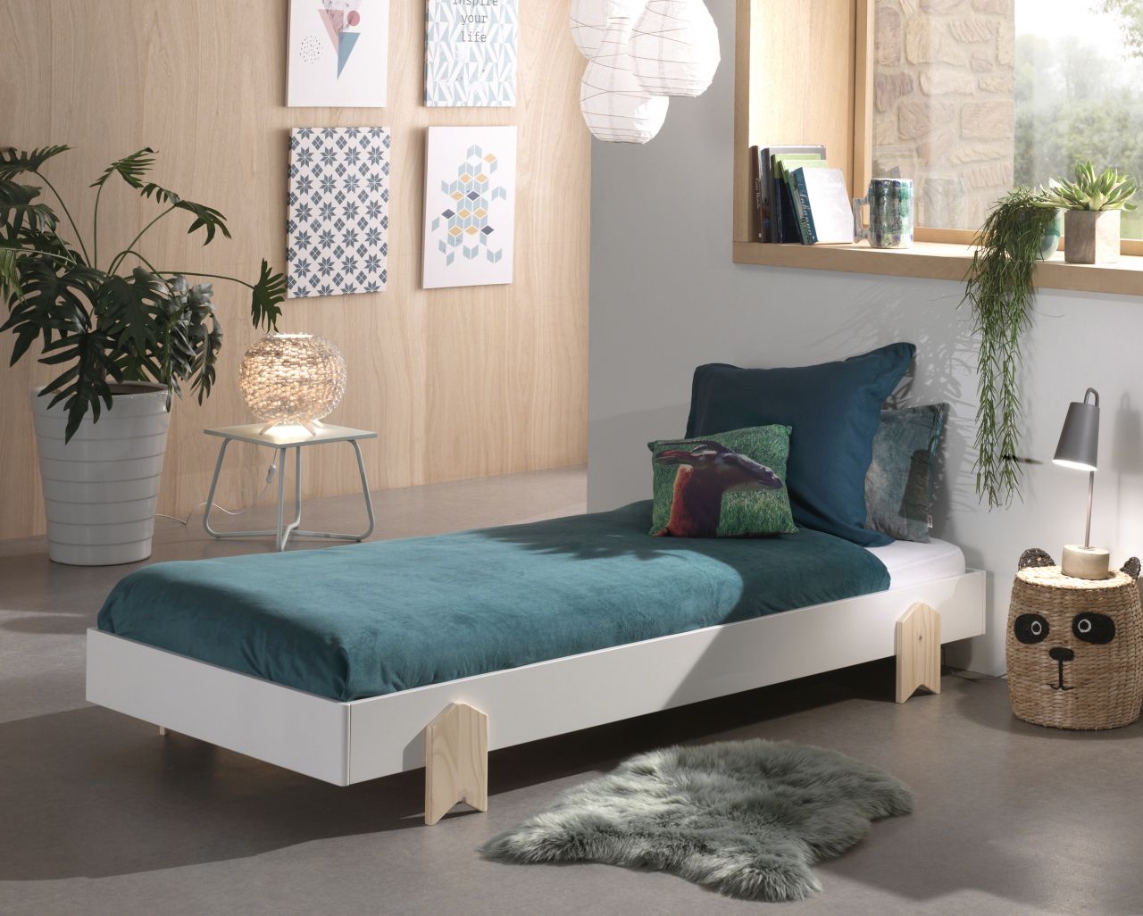 Vipack Einzelbett Stapelbett MODULO Liegefläche 90 x 200 Weiß von VIPACK