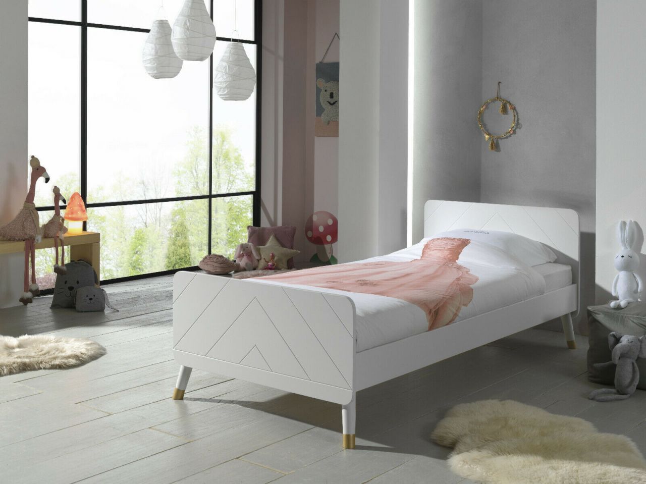 Vipack: Einzelbett "BILLY" 90 x 200 mit Lattenrost - Kinderbett - Satin Weiß von VIPACK