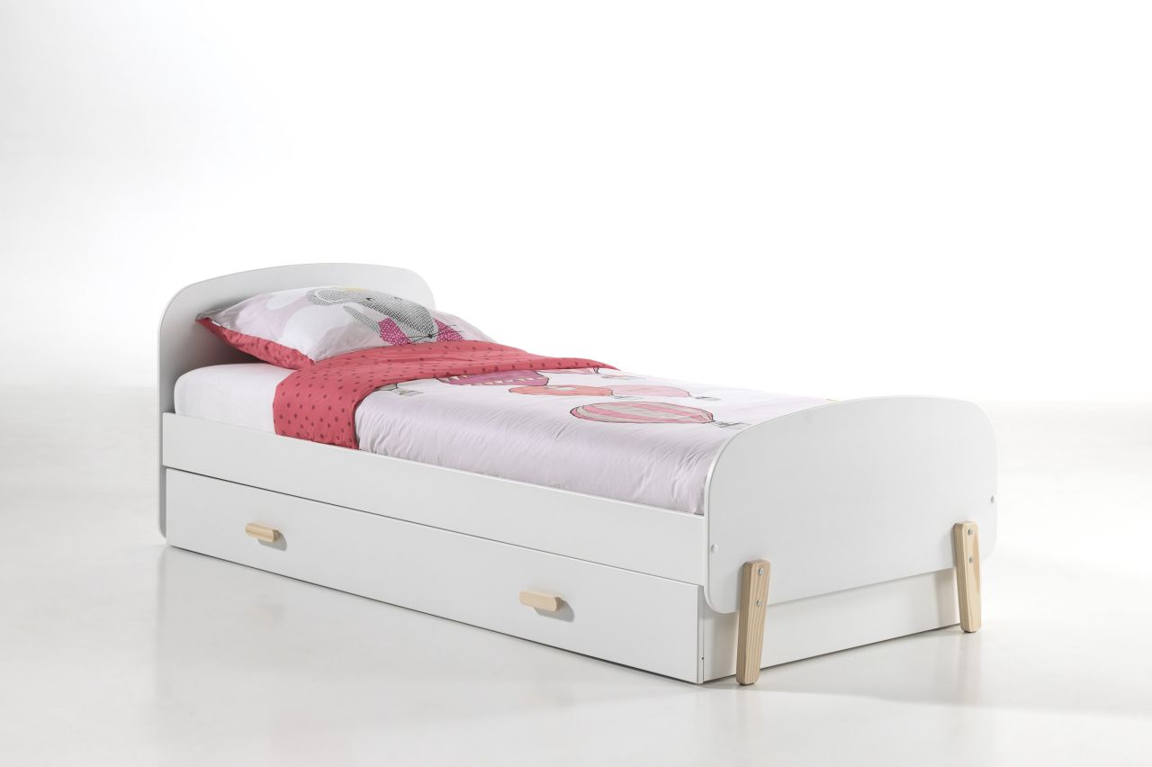 Vipack: Einzelbett "KIDDY" 90 x 200 incl. Bettschublade - Kinderzimmer - Weiß von VIPACK