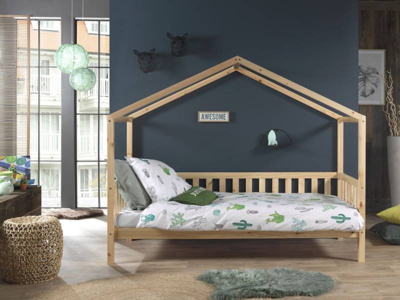 Vipack: Hausbett 90 x 200 - Spielbett Kinderbett Jugendbett Kiefer massiv Natur von VIPACK