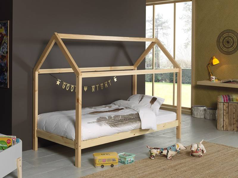 Vipack: Hausbett 90 x 200 - Spielbett Kinderbett Jugendbett Kiefer massiv Natur von VIPACK