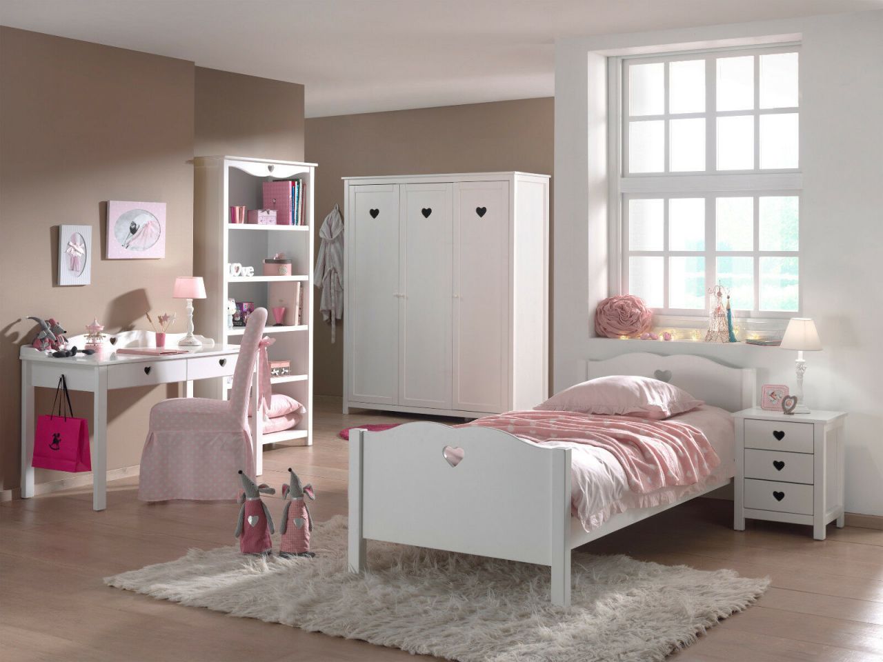 Vipack: Kinderzimmer "AMORI" - Bett, Schrank, Regal, Schreibtisch, Nachtkonsole von VIPACK