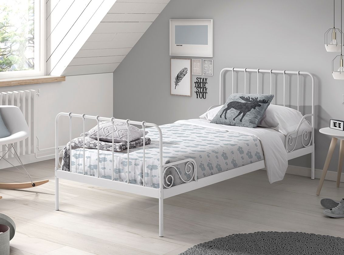 Vipack: Metallbett "ALICE" 90 x 200 weiß + Lattenrost - Einzelbett Jugendbett von VIPACK