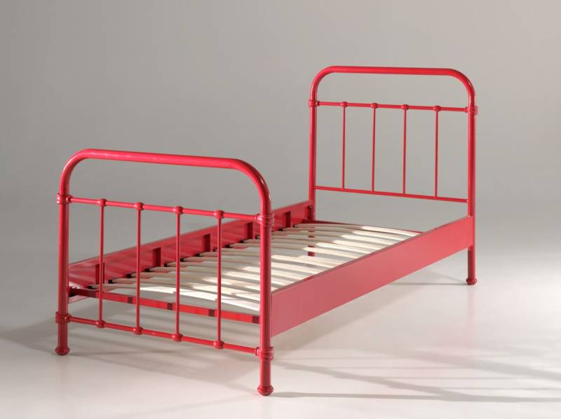 Vipack: Metallbett "NEW YORK" 90 x 200 rot + Lattenrost - Einzelbett Jugendbett von VIPACK