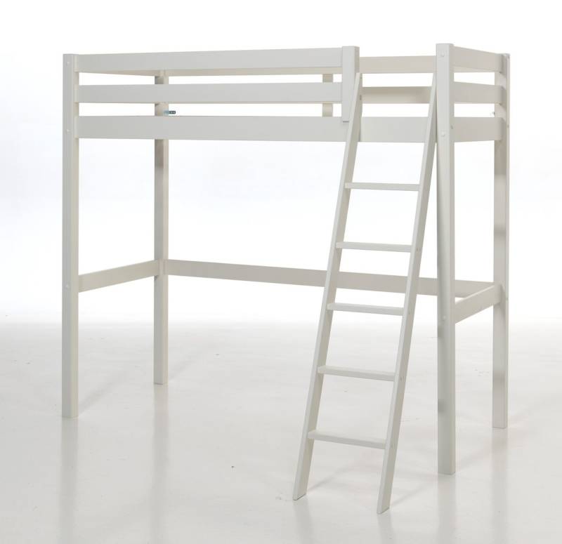 Vipack: "PINO" Hochbett Höhe 190 in 90 x 200 - Kiefer massiv weiß lackiert von VIPACK