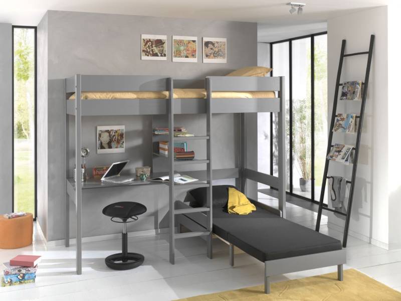 Vipack: "PINO" Hochbett mit Schreibplatte und Sesselbett-Kinderbett Jugendbett von VIPACK