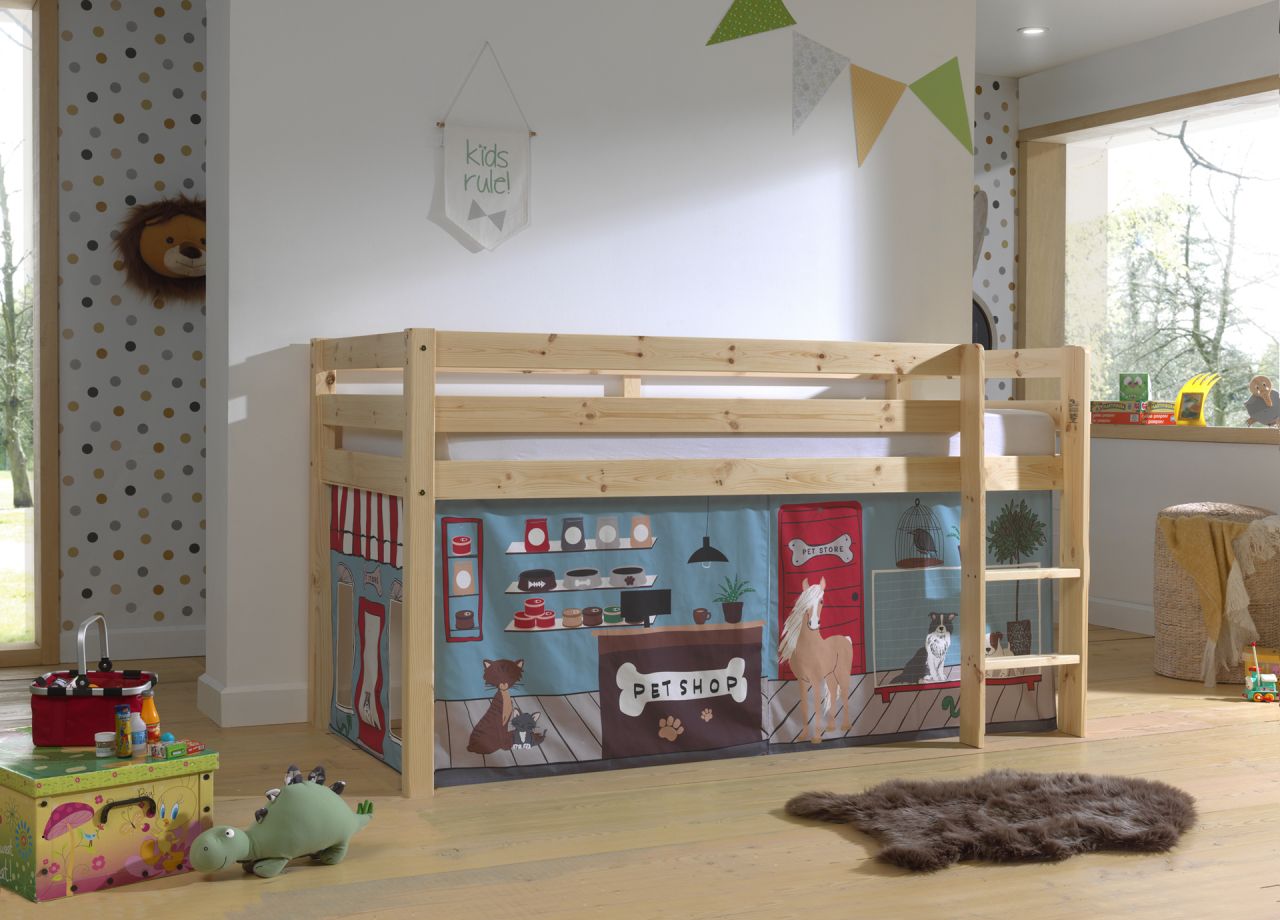 Vipack:"Pino" Halbhohes Bett mit Textilset "Pet Shop"-Natur Vipack:"Pino" Halbhohes Bett mit Textilset "Pet Shop"-Natur von VIPACK