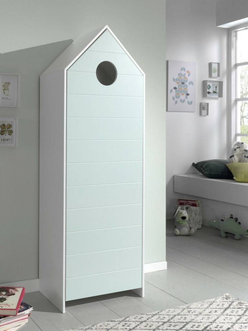 Vipack: Schrank "CASAMI" mit 1 Tür - Jugendschrank Wäscheschrank - Weiß / Mint von VIPACK