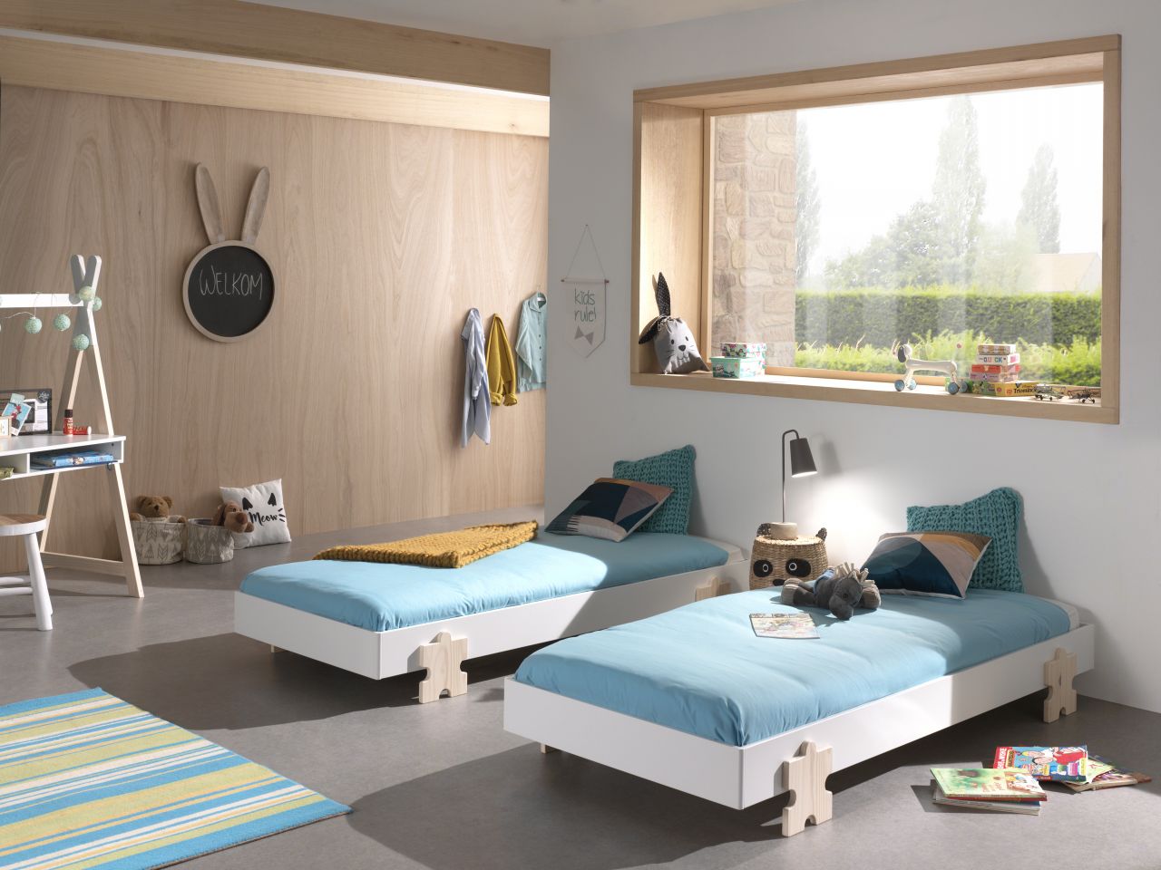 Vipack: Set 2 Einzelbetten/Stapelbetten "MODULO" Liegefläche 90 x 200 - Weiß von VIPACK