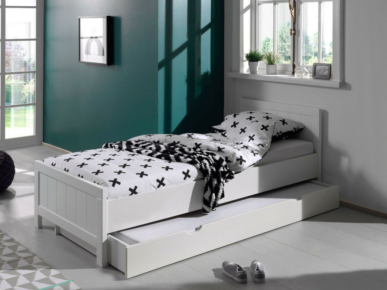 Vipack: Set "ERIK" mit Bett 90x200 und Bettschublade- Jugend-/Kinderbett -Weiß von VIPACK