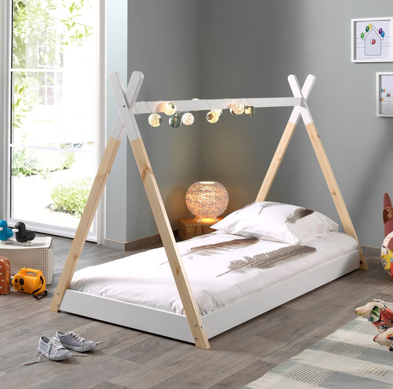 Vipack: Zelt-Bett 90 x 200 "TIPI" - Kinderbett Spielbett Hausbett Kiefer massiv von VIPACK