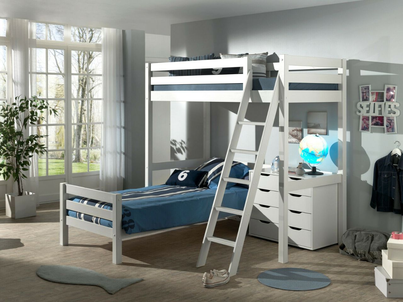 Vipack:Hochbett "Pino" mit 2 Liegeflächen 90 x 200+ Kommode -Kinder-/Jugendbett von VIPACK