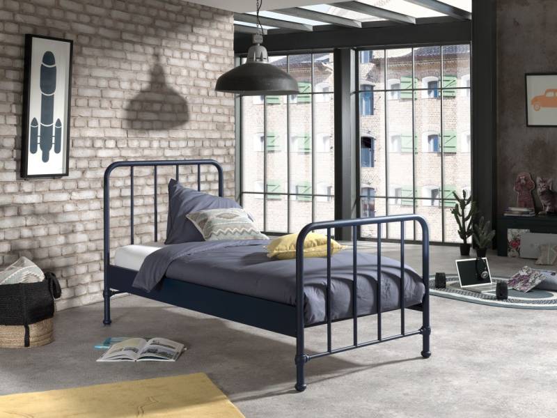 Vipack:Metallbett BRONXX Liegefläche 90 x 200 cm - Jugend/Kinderbett Blau Den... von VIPACK