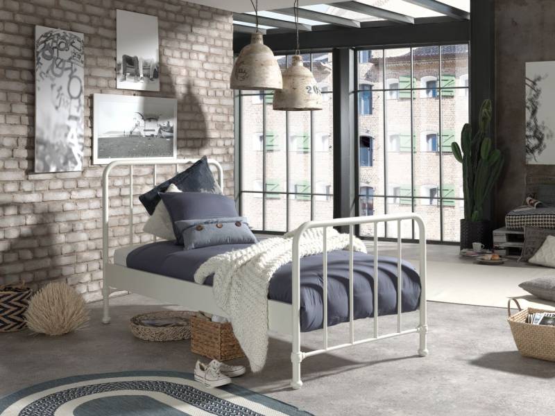 Vipack:Metallbett BRONXX Liegefläche 90 x 200 cm - Jugend/Kinderbett Weiß matt von VIPACK