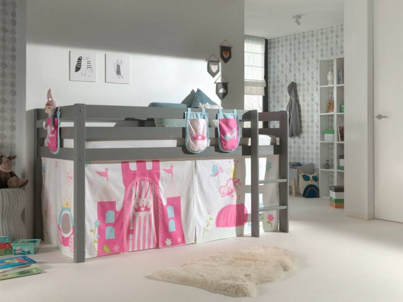 Vipack:Spielbett "Pino" +Textilset+Taschen-Jugend/Kinderbett Hochbett Prinzessin von VIPACK