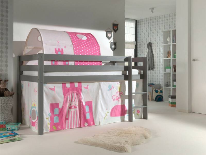 Vipack:Spielbett "Pino" +Textilset+Tunnel -Jugend/Kinderbett Hochbett Prinzessin von VIPACK