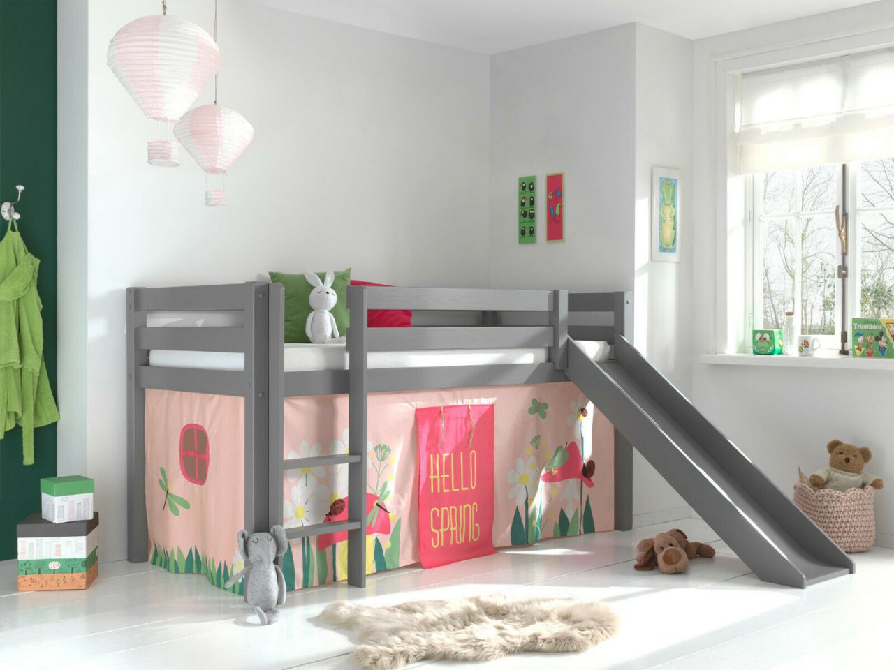 Vipack:Spielbett "Pino" mit Rutsche+Textilset-Jugend/Kinderbett Vorhang Hochbett Vipack:Spielbett "Pino" mit Rutsche+Textilset-Jugend/Kinderbett Vorhang Hochbett von VIPACK