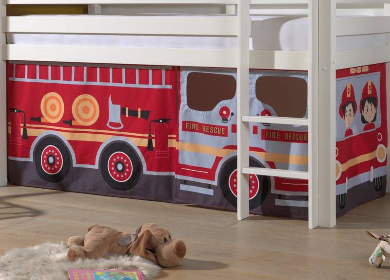 Vorhangset Spielbettvorhang Kinderbettvorhang Textilset Bettgardine Feuerwehr von VIPACK