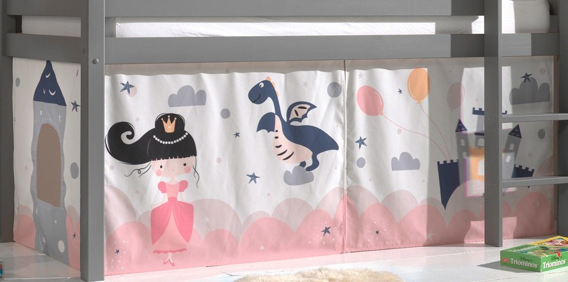 Vorhangset Spielbettvorhang Kinderbettvorhang Textilset Bettgardine Prinzessin von VIPACK