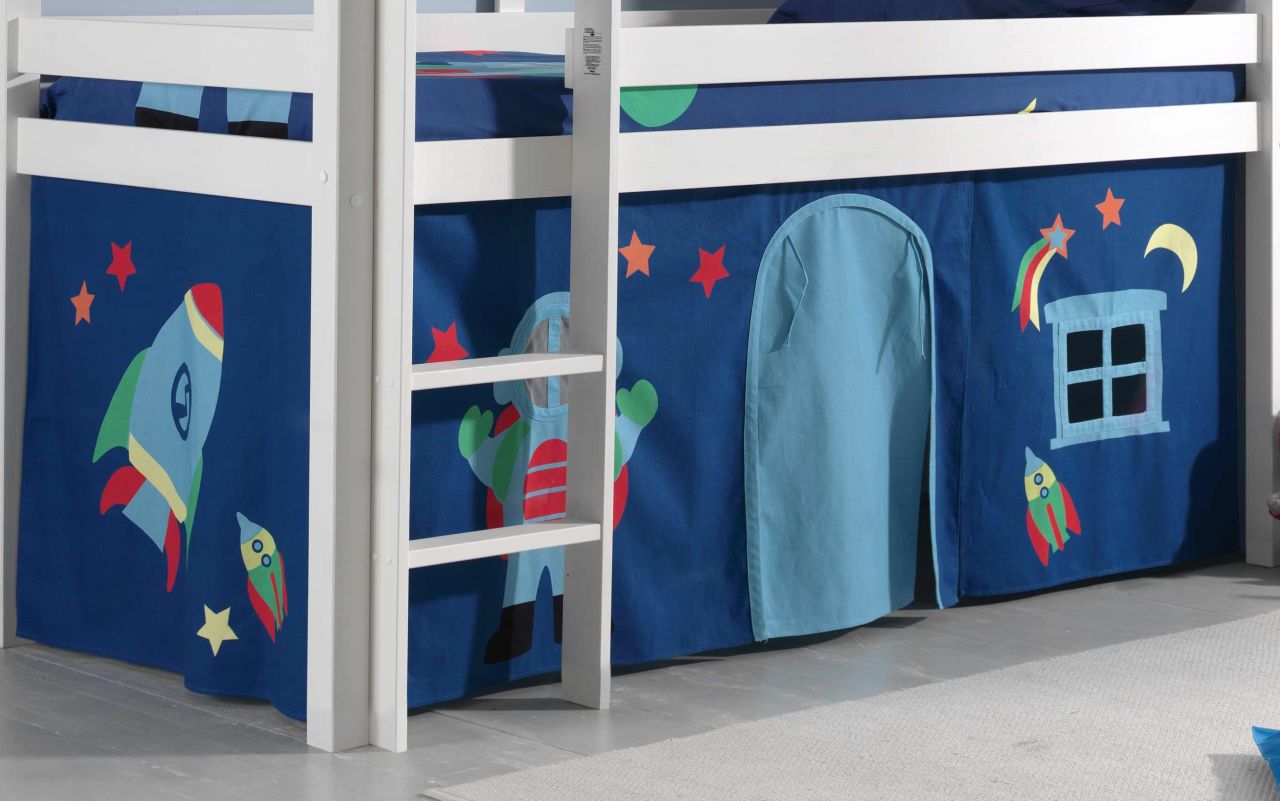 Vorhangset Spielbettvorhang Kinderbettvorhang Textilset Bettgardine Weltall blau von VIPACK