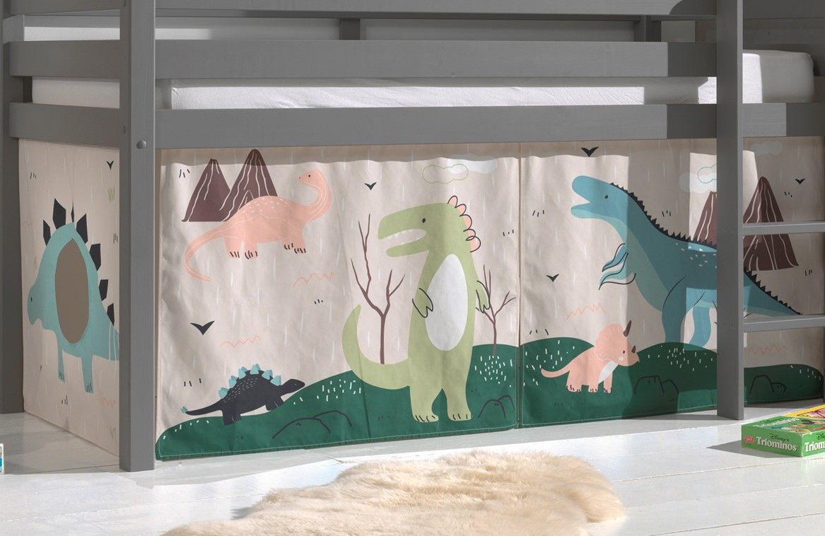 Vorhangset Spielbettvorhang Kinderbettvorhang Textilset Dinosaurier Dino TRex von VIPACK