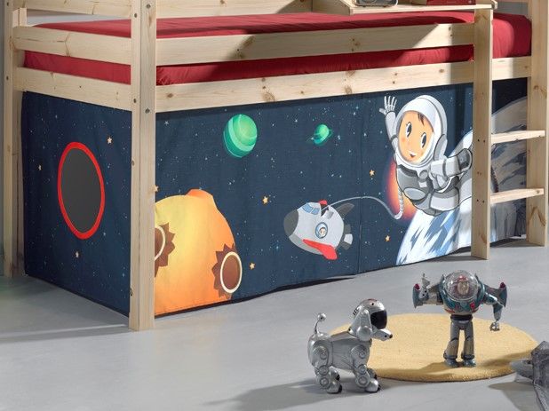 Vorhangset Spielbettvorhang Kinderbettvorhang Textilset Zelt Astronaut Weltraum von VIPACK