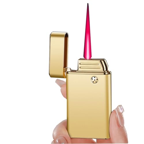 Metall-Gas-Elektro-Hybridfeuerzeug Intelligentes aufblasbares Feuerzeug mit Induktions-Sprachsteuerung Vier Zündmodi Winddichtes Butan-Fackelfeuerzeug, Geschenk for Männer(Color:Gold) von VIPAVA