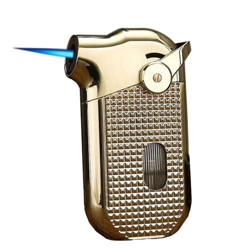 Tragbares Butanfeuerzeug mit Metallwippe, winddichte Jetflamme, mit transparentem Luftfenster, Feuerzeuge mit einstellbarer Flamme, perfekt for Camping im Freien, Reisegeschenk for Männer (Butan nicht von VIPAVA
