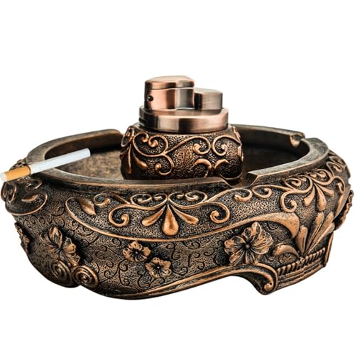 VIPAVA Retro Aschenbecher Feuerzeug Set, Reines Handgeprägtes Winddichtes Jet-Doppelflammenfeuerzeug, Wiederverwendbar, for Dekoration Sammlung Ornamente Männergeschenk VIPAVA Retro Aschenbecher Feuerzeug Set, Reines Handgeprägtes Winddichtes Jet-Doppelflammenfeuerzeug, Wiederverwendbar, for Dekoration Sammlung Ornamente Männergeschenk von VIPAVA